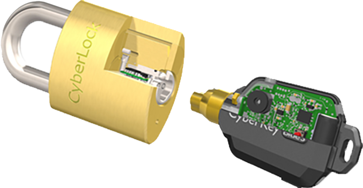 A computer generated image of a padlock and a remote control