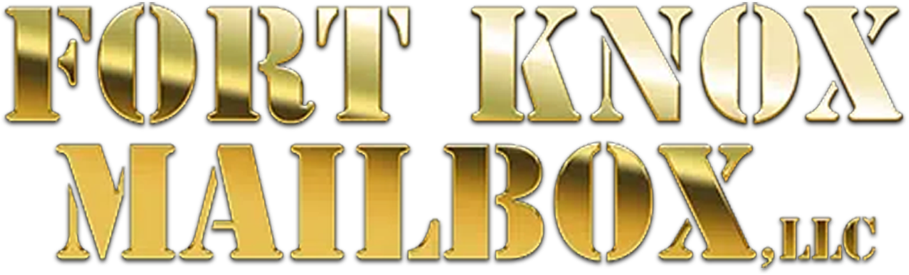 A gold logo for fort knox mailbox , llc.