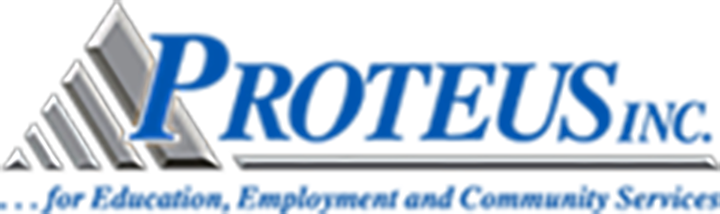 A logo for proteus inc. for education employment and community services