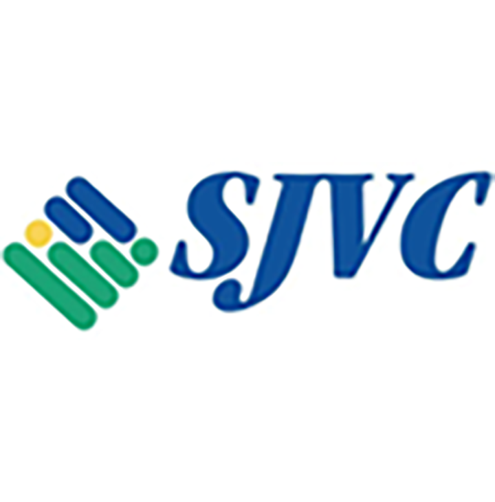 A blue and green logo for a company called sjvc