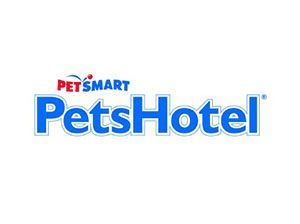 The PetSmart PetsHotel logo, featuring the red and blue PetSmart brand mark above the word PetsHotel in blue text.