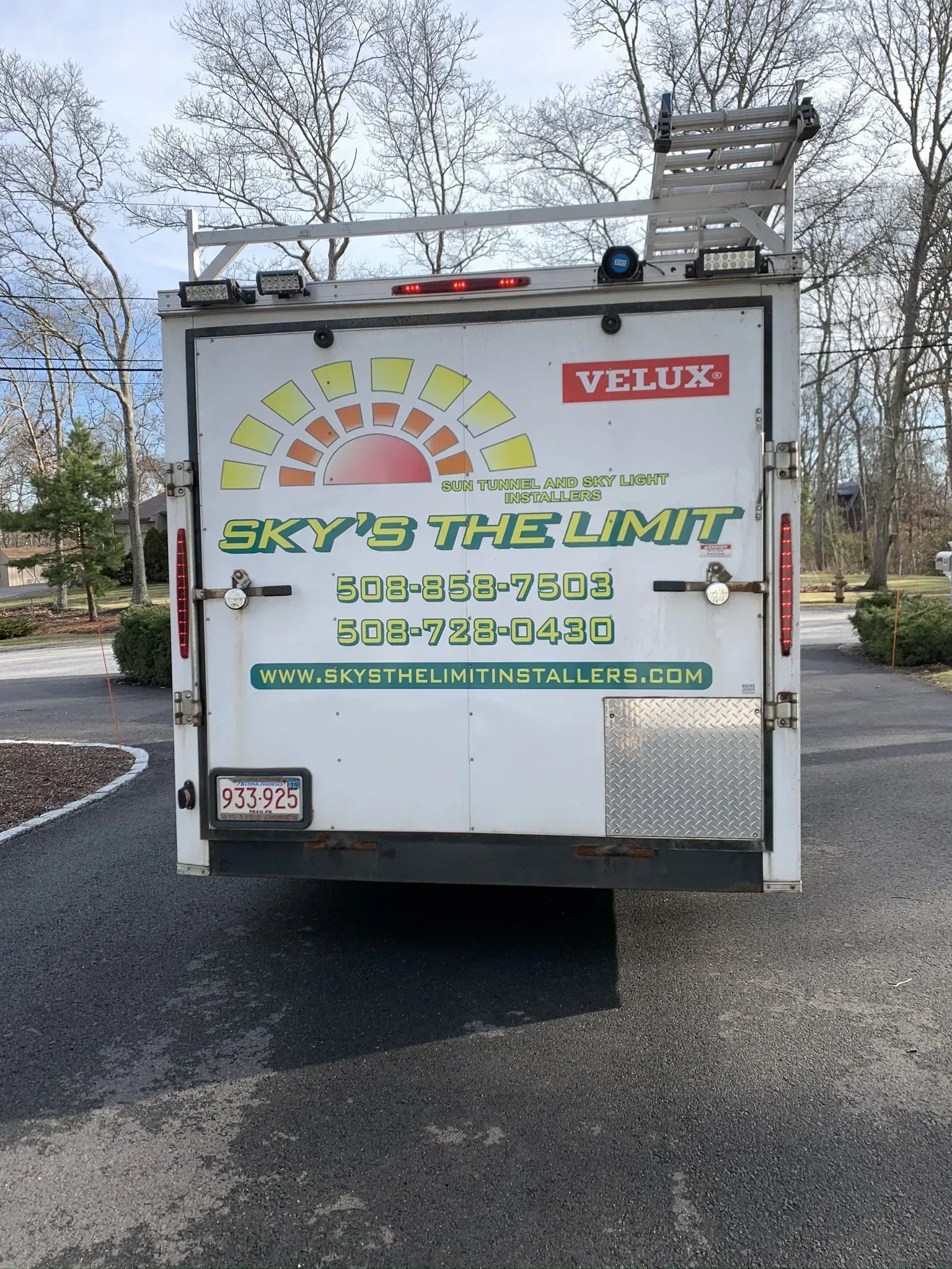 Back of a white work truck with