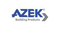 The AZEK Building Products logo, featuring blue stylized lettering and a grey right-pointing arrow.