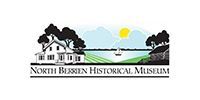 Logo for the North Berrien Historical Museum featuring a house, trees, a sun, and a sailboat over water.