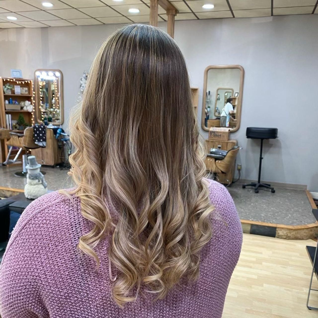 Curly light brown hair