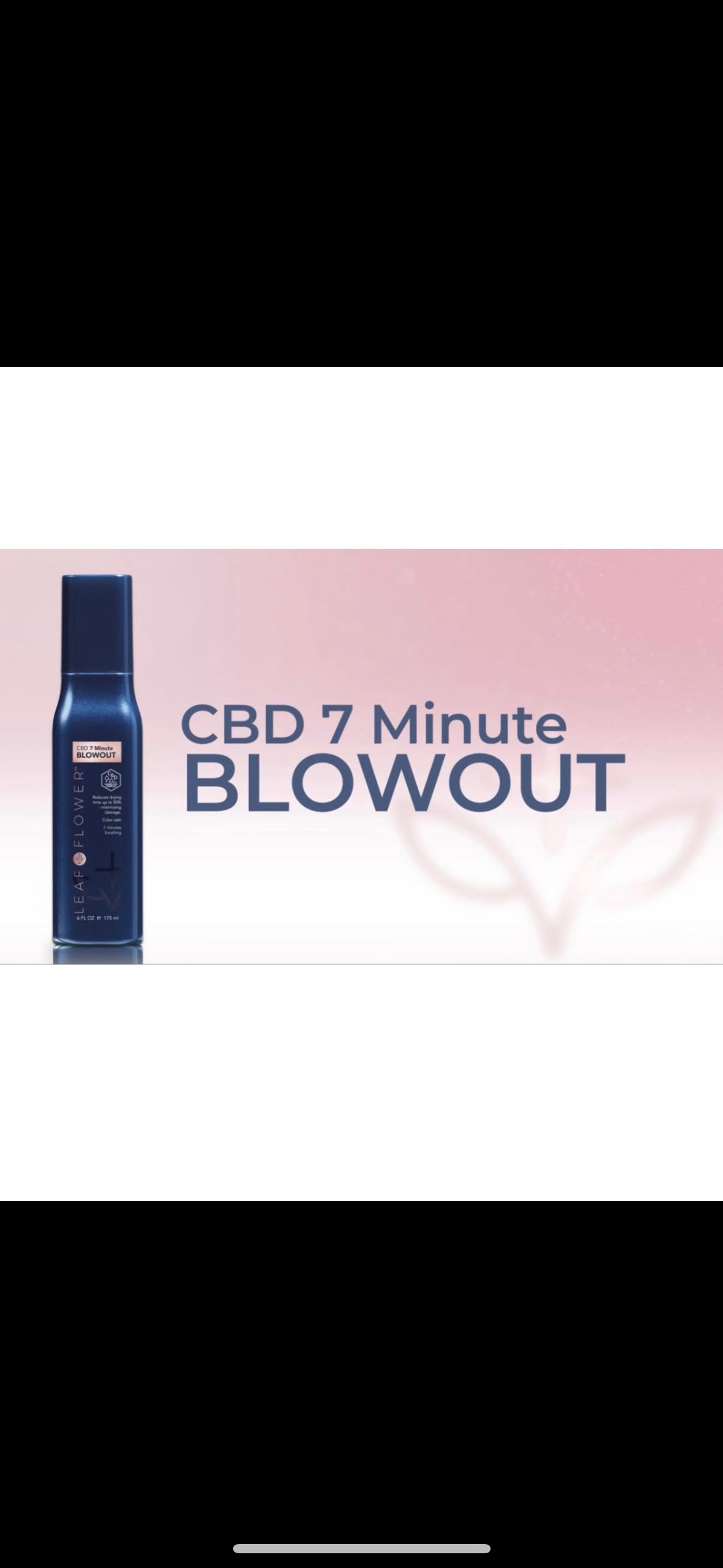 A bottle of cbd 7 minute blowout on a pink background.