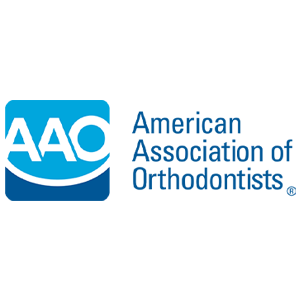American Association of Orthodontists logo in blue and white