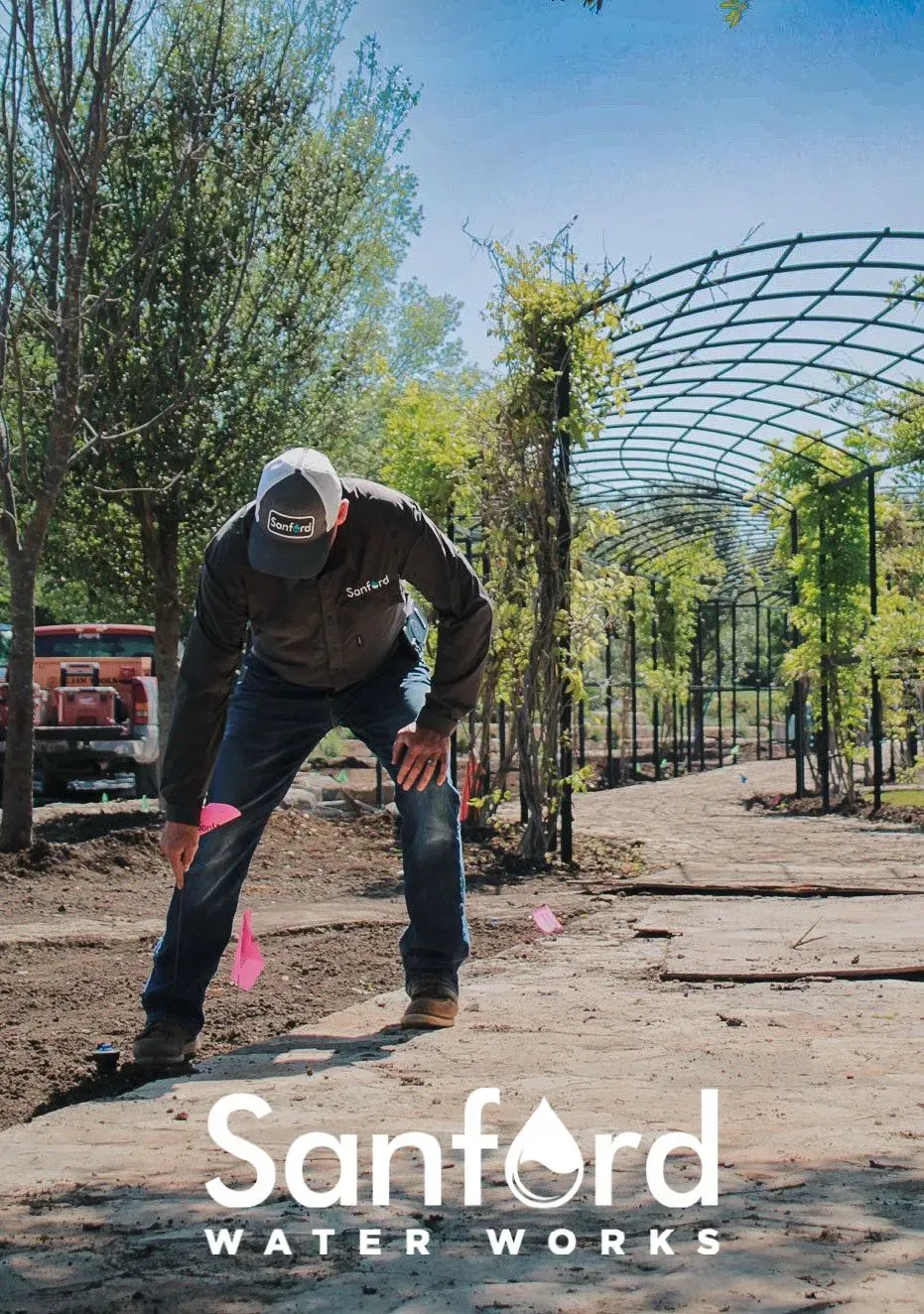 Man working on landscaping project with 