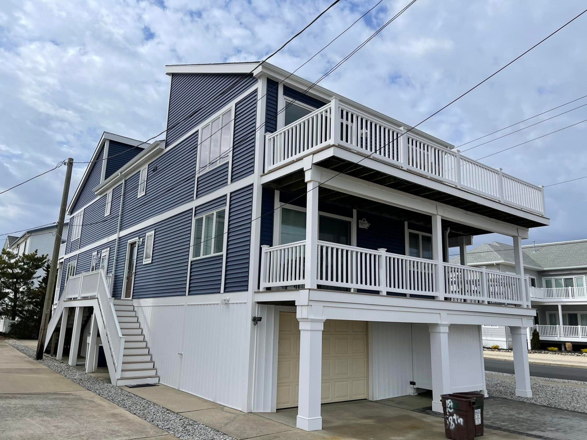 Siding with white deck