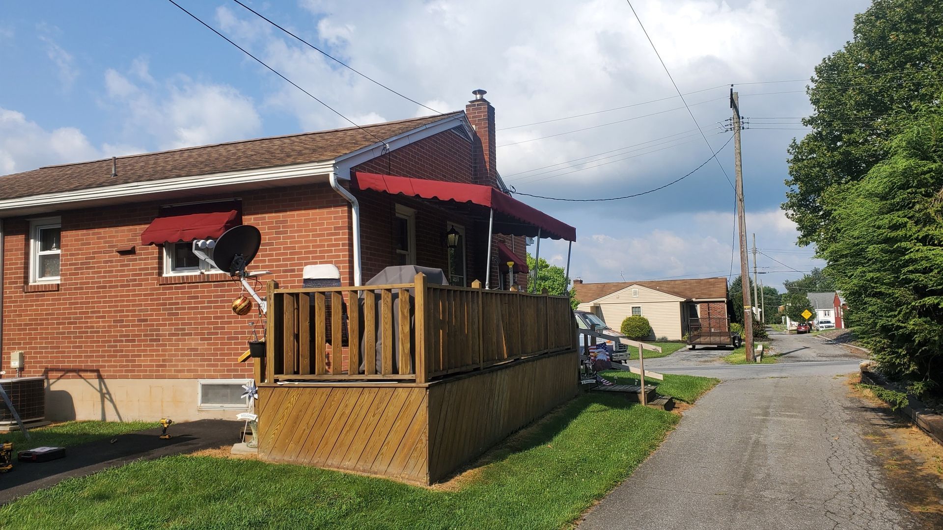maroon residential awning