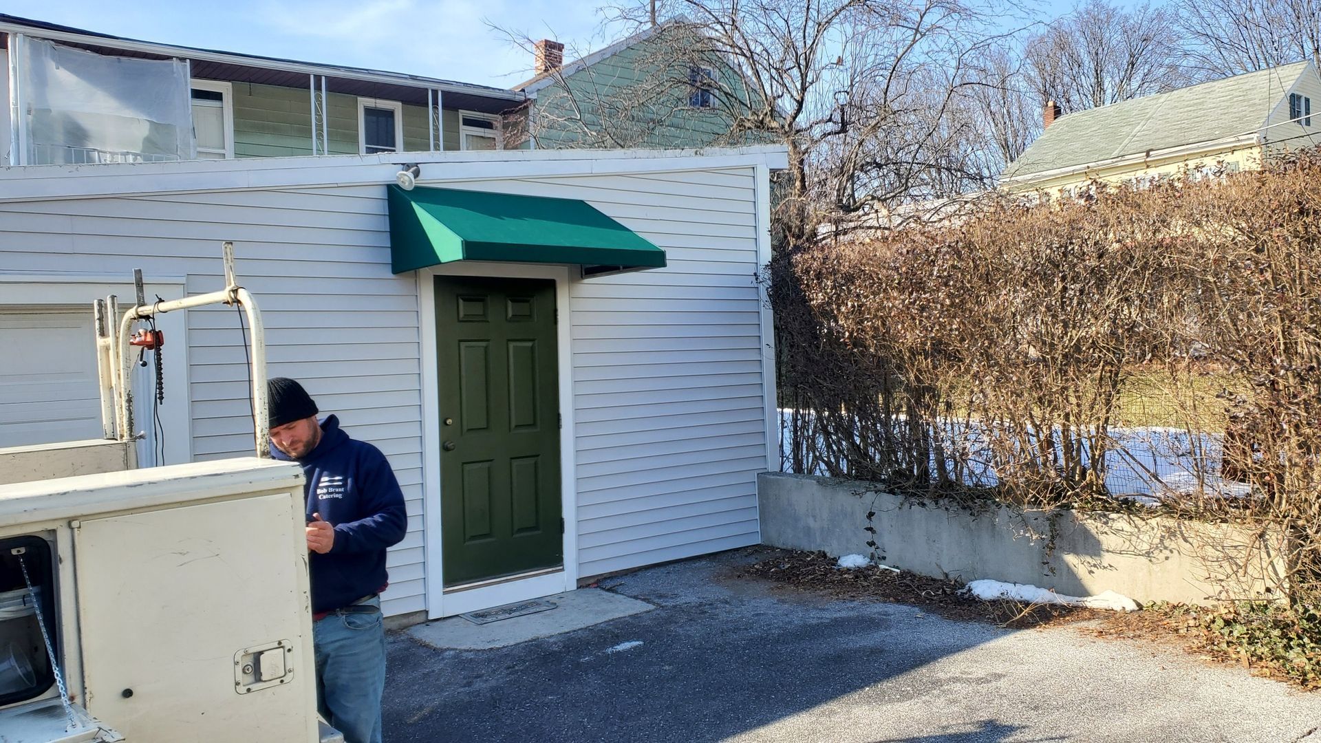 small green residential awning