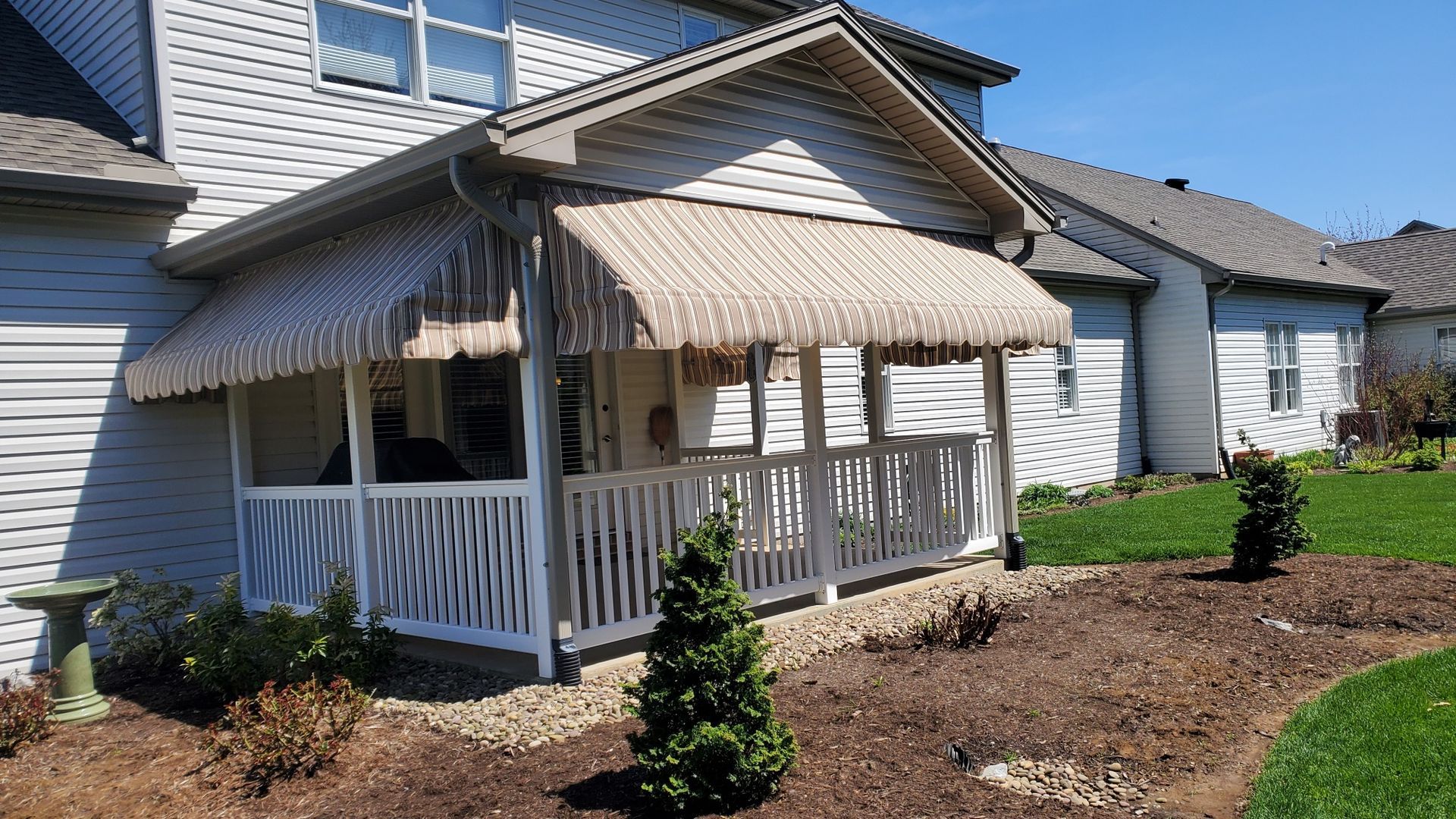 brown and beige porch residential awnings