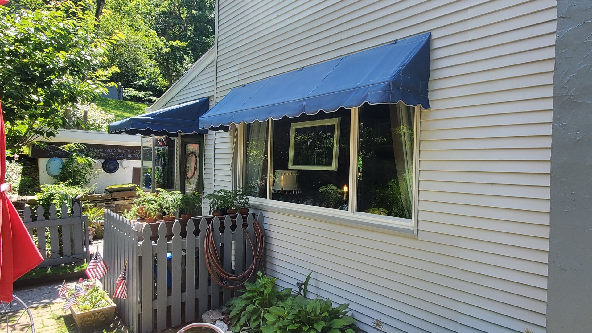 blue residential awning