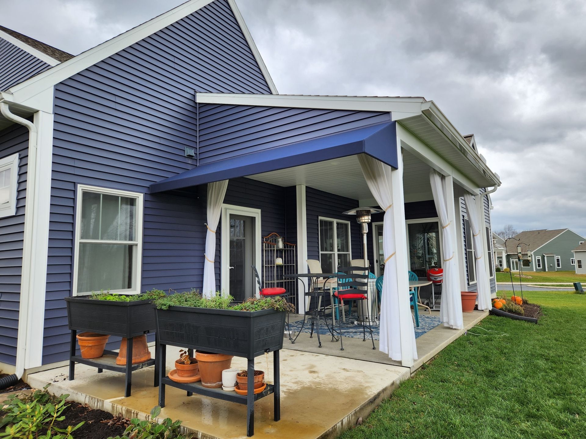 blue porch residential awning