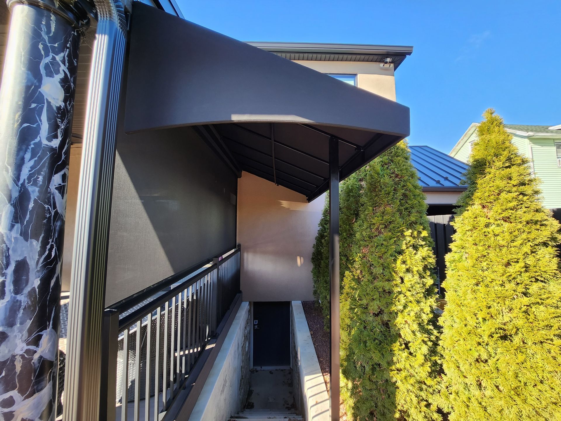 blue side residential awning