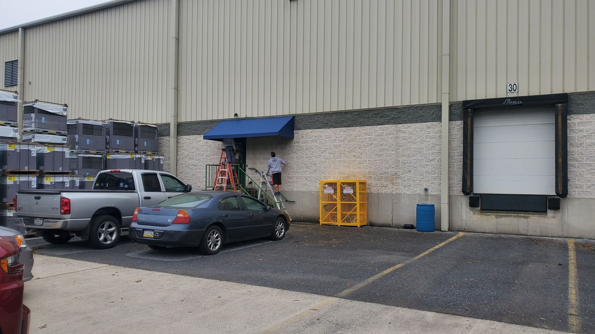 blue warehouse awnings