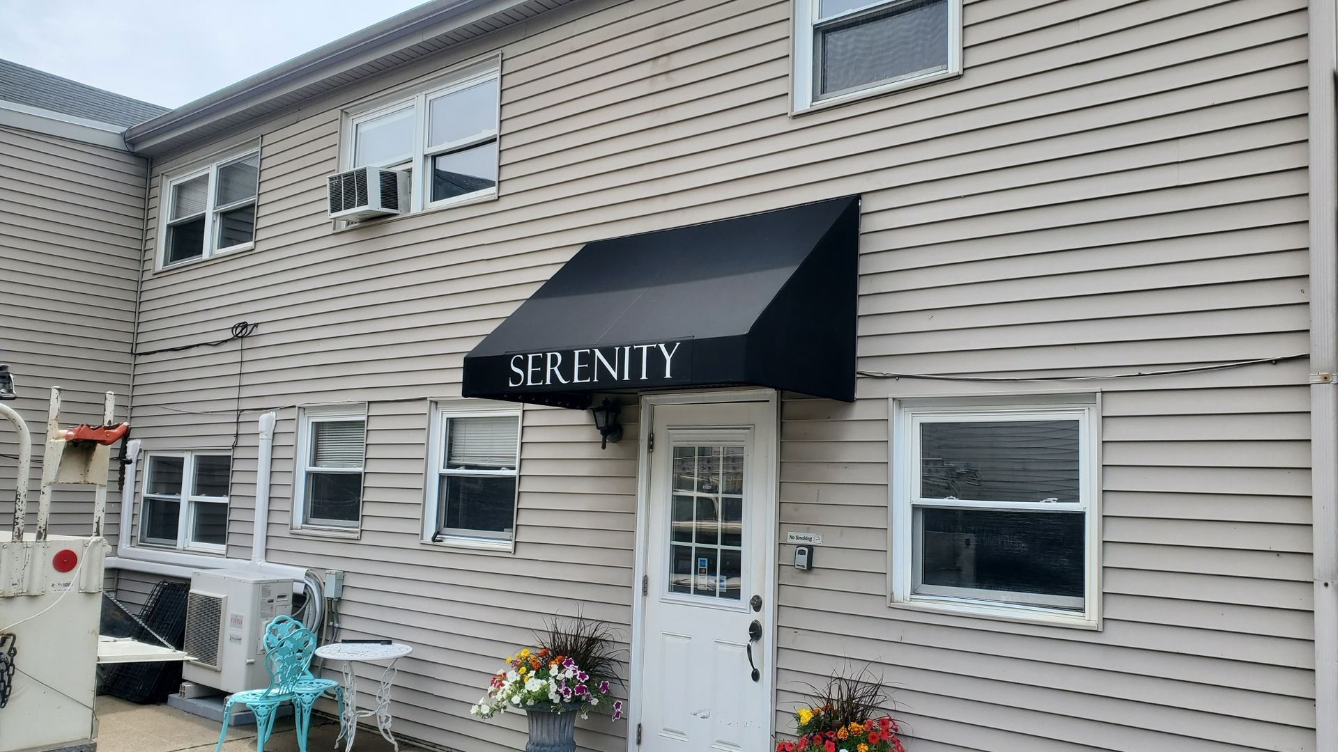 black serenity commercial door awning