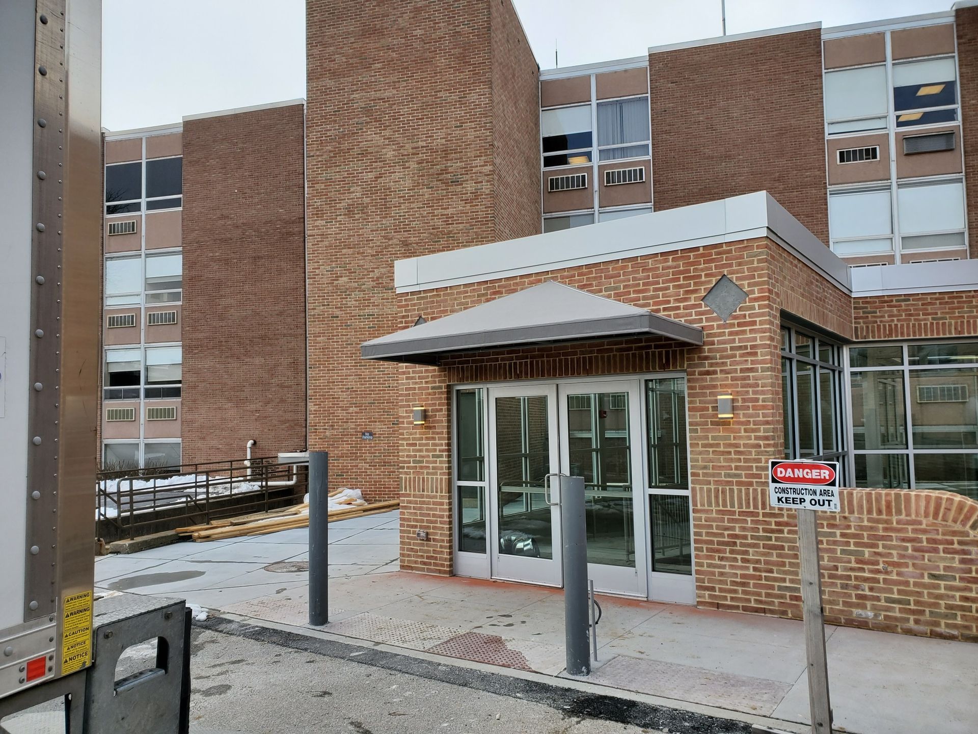 gray commercial awning