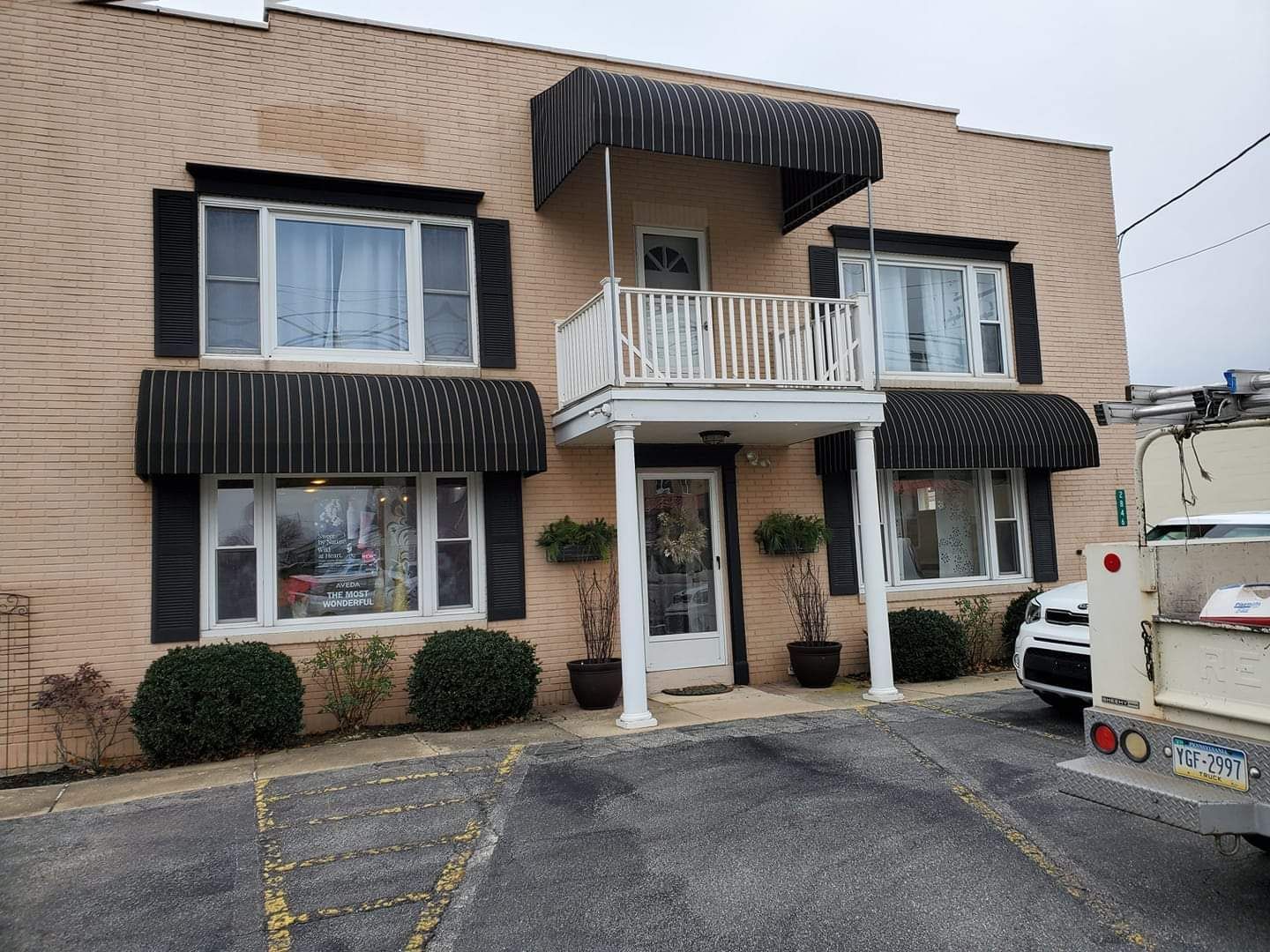 black stripes commercial awning