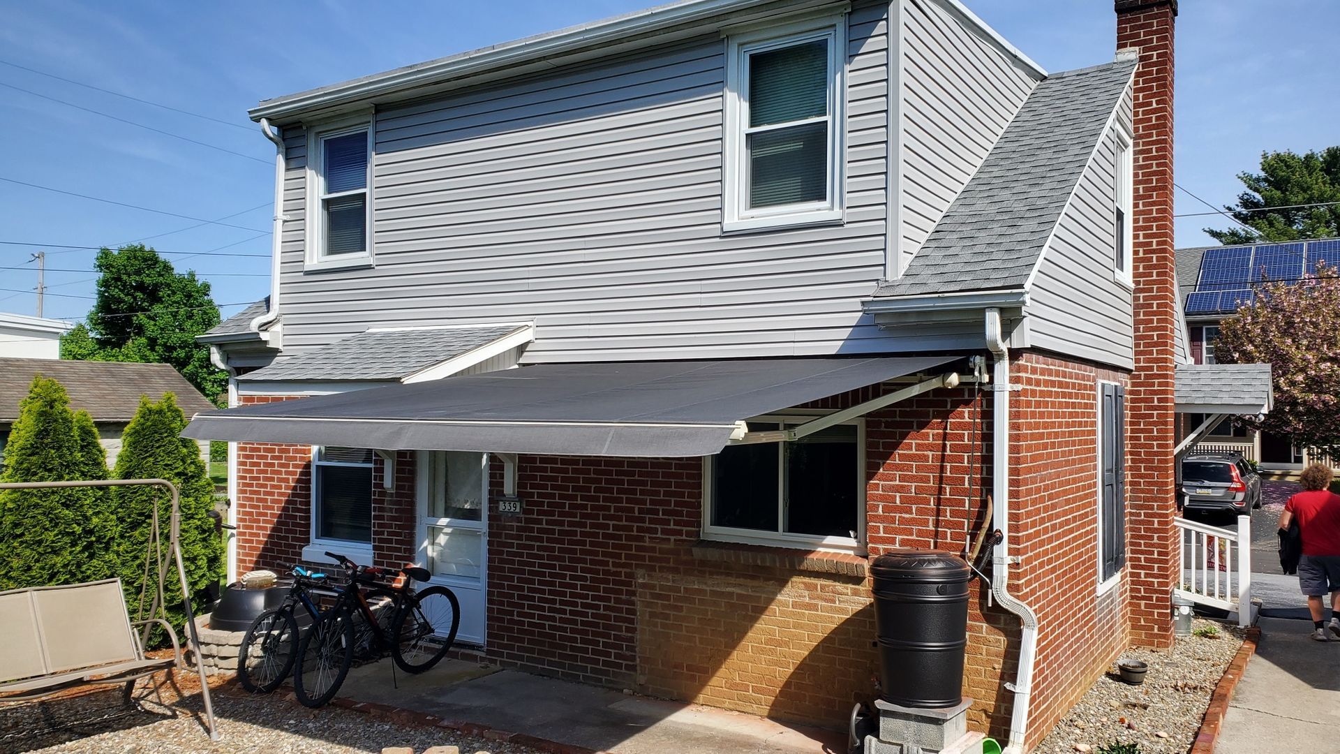 black retractable awning