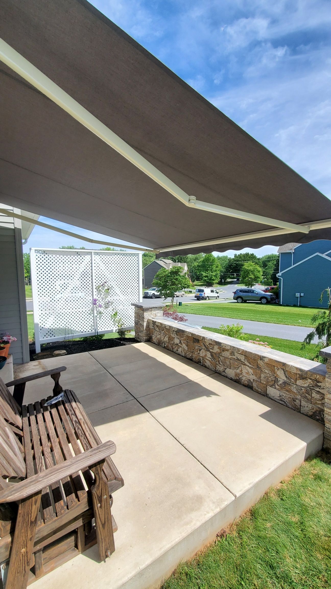 big brown retractable awning