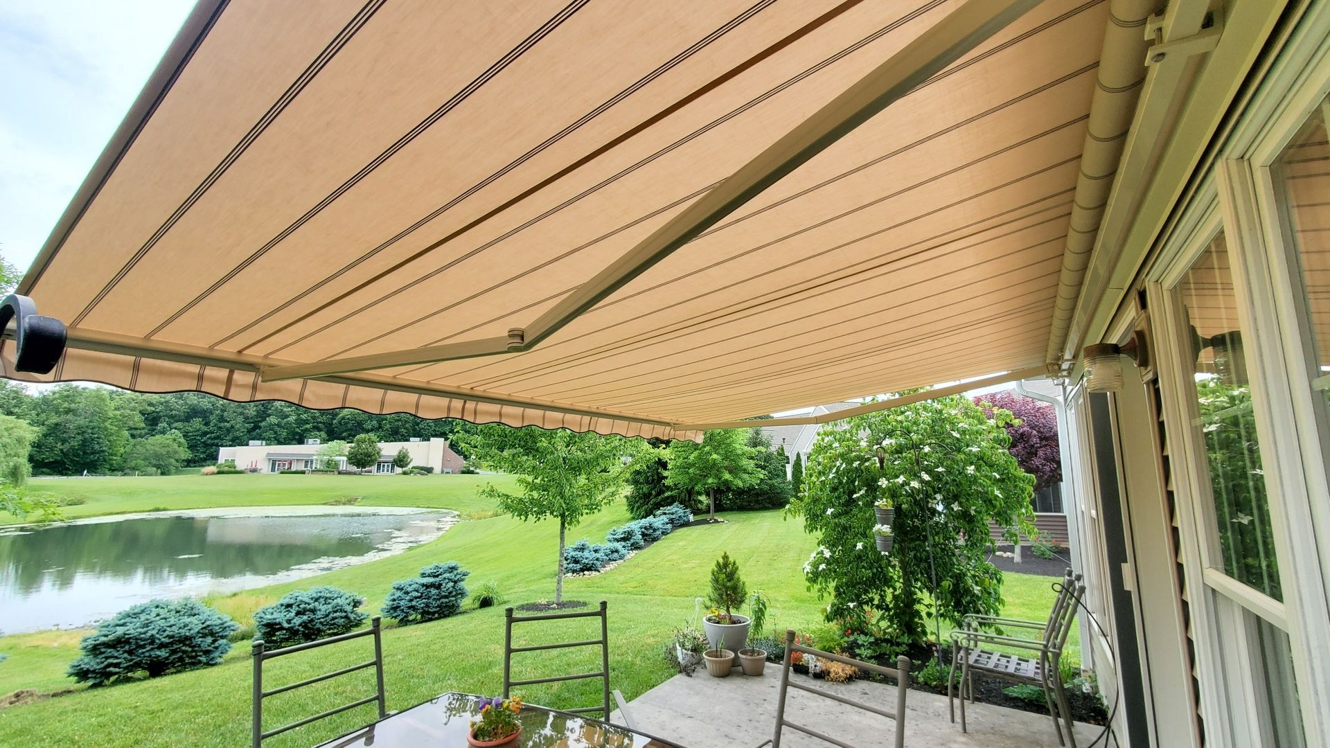 beige retractable awning