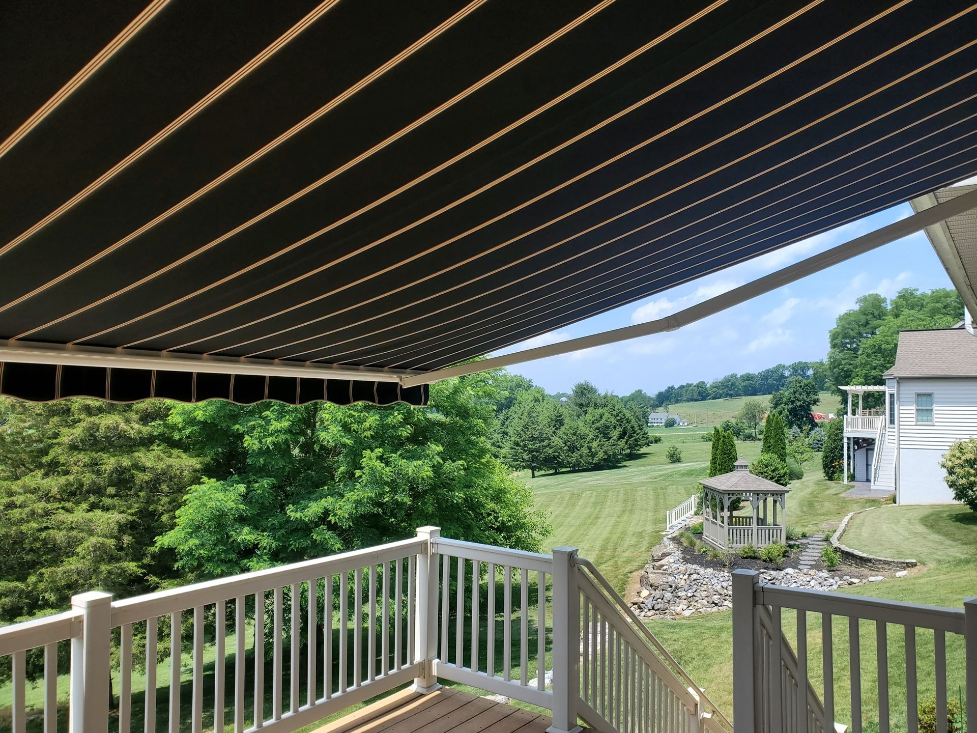 black stripes retractable awning