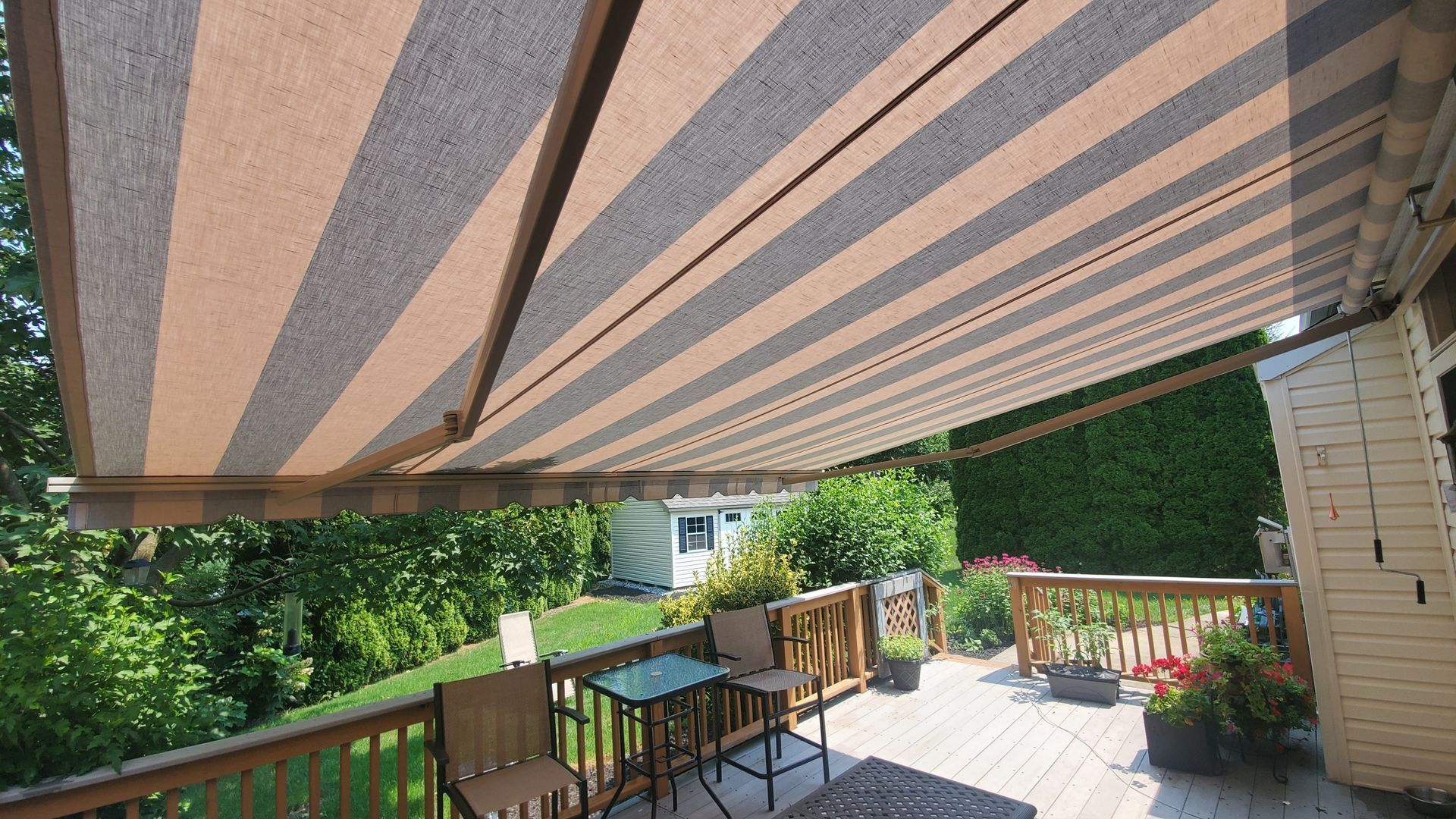 stripes retractable awning inner view