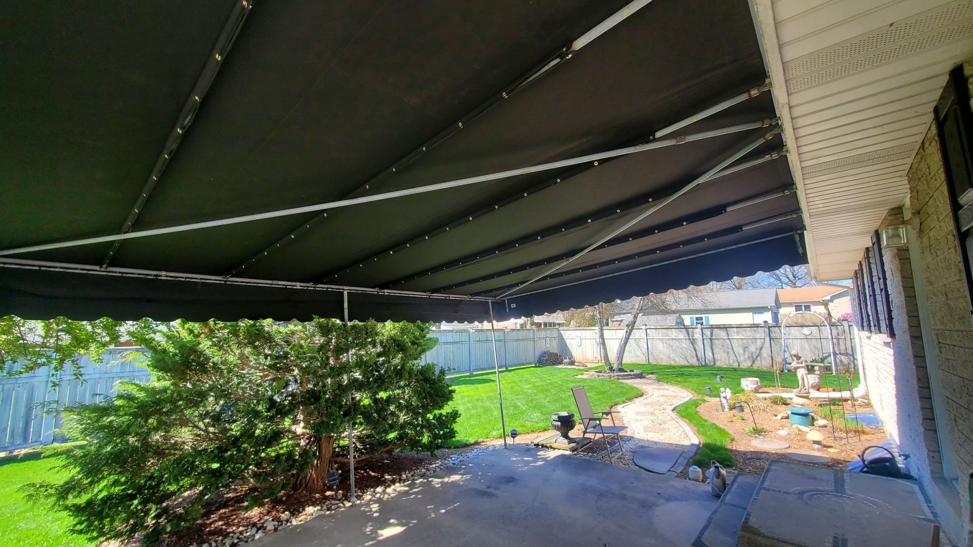 black stationary patio cover