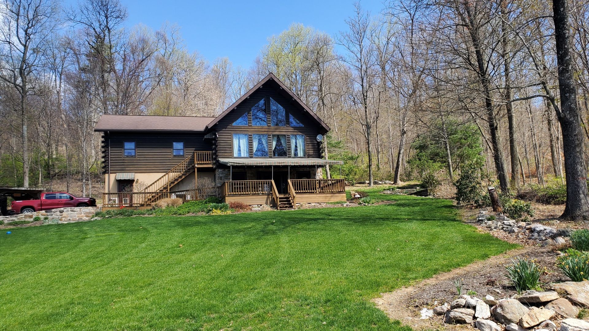 green stripes stationary patio cover