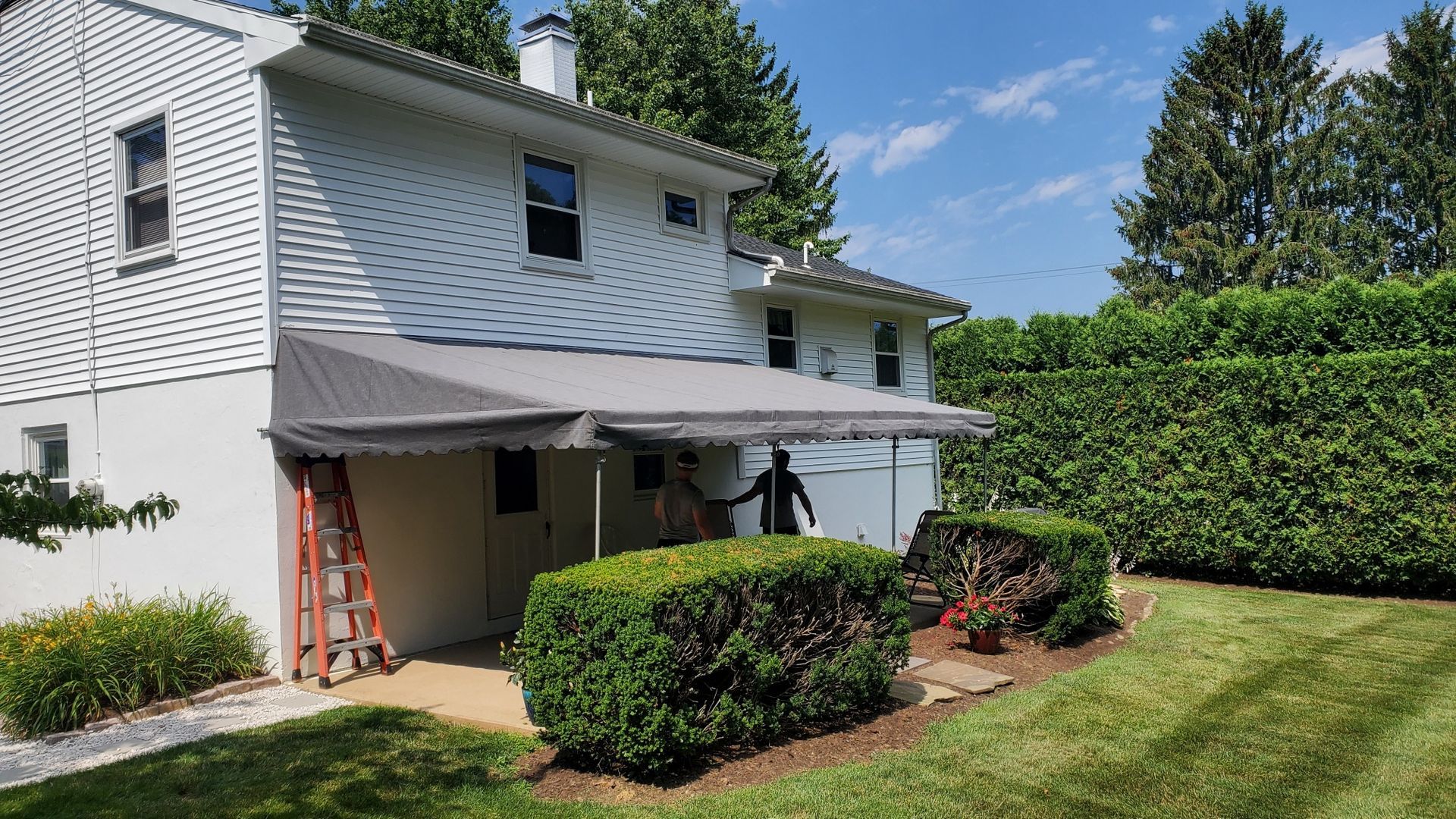 dark gray stationary patio cover