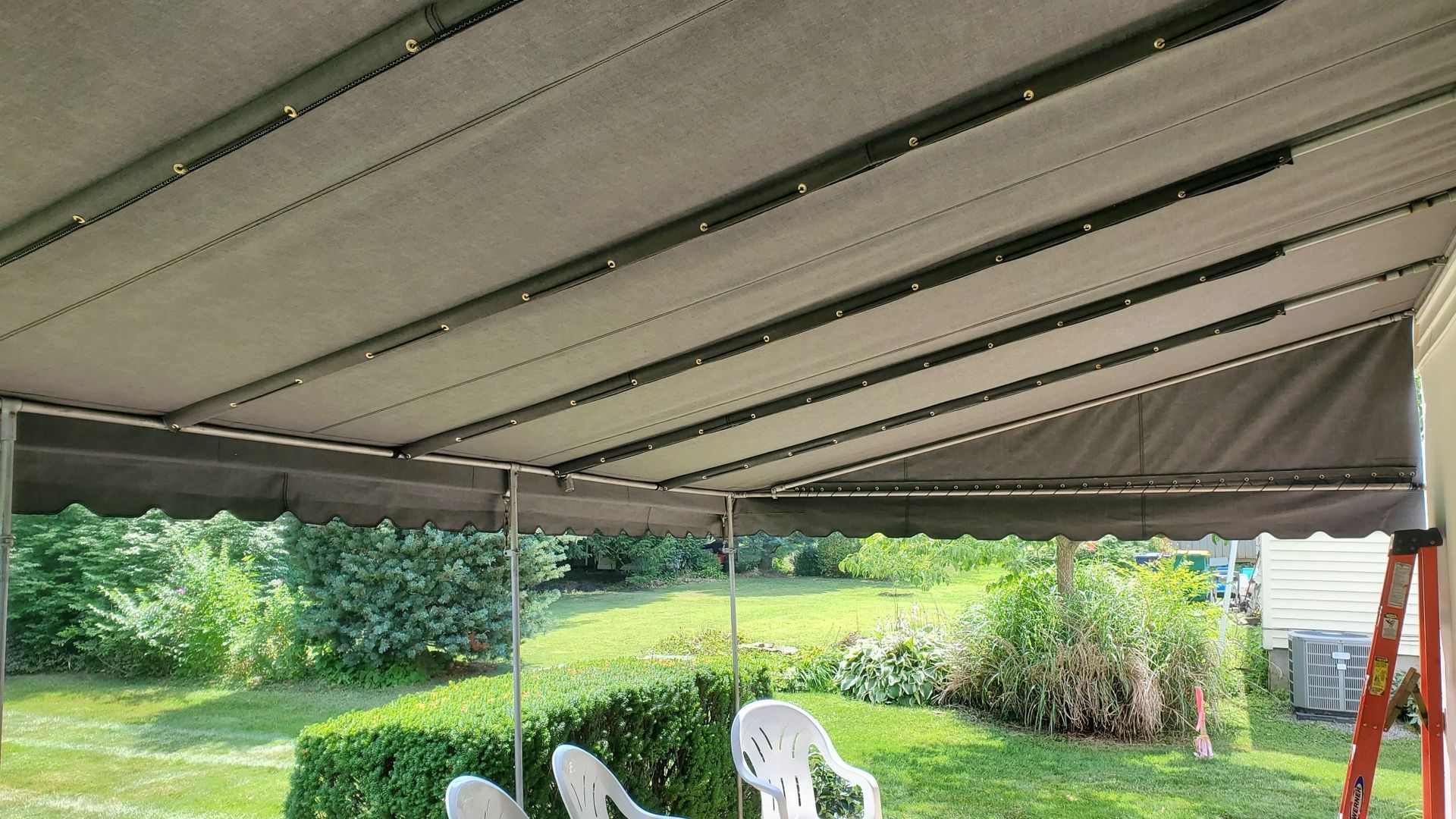 stationary patio cover inside view