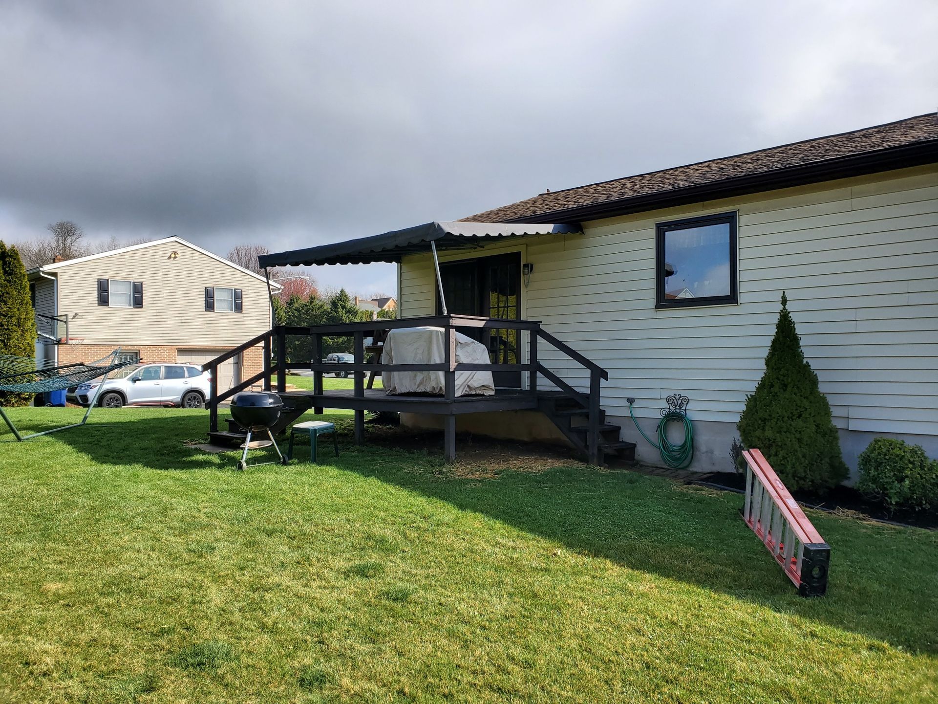gray stationary patio cover