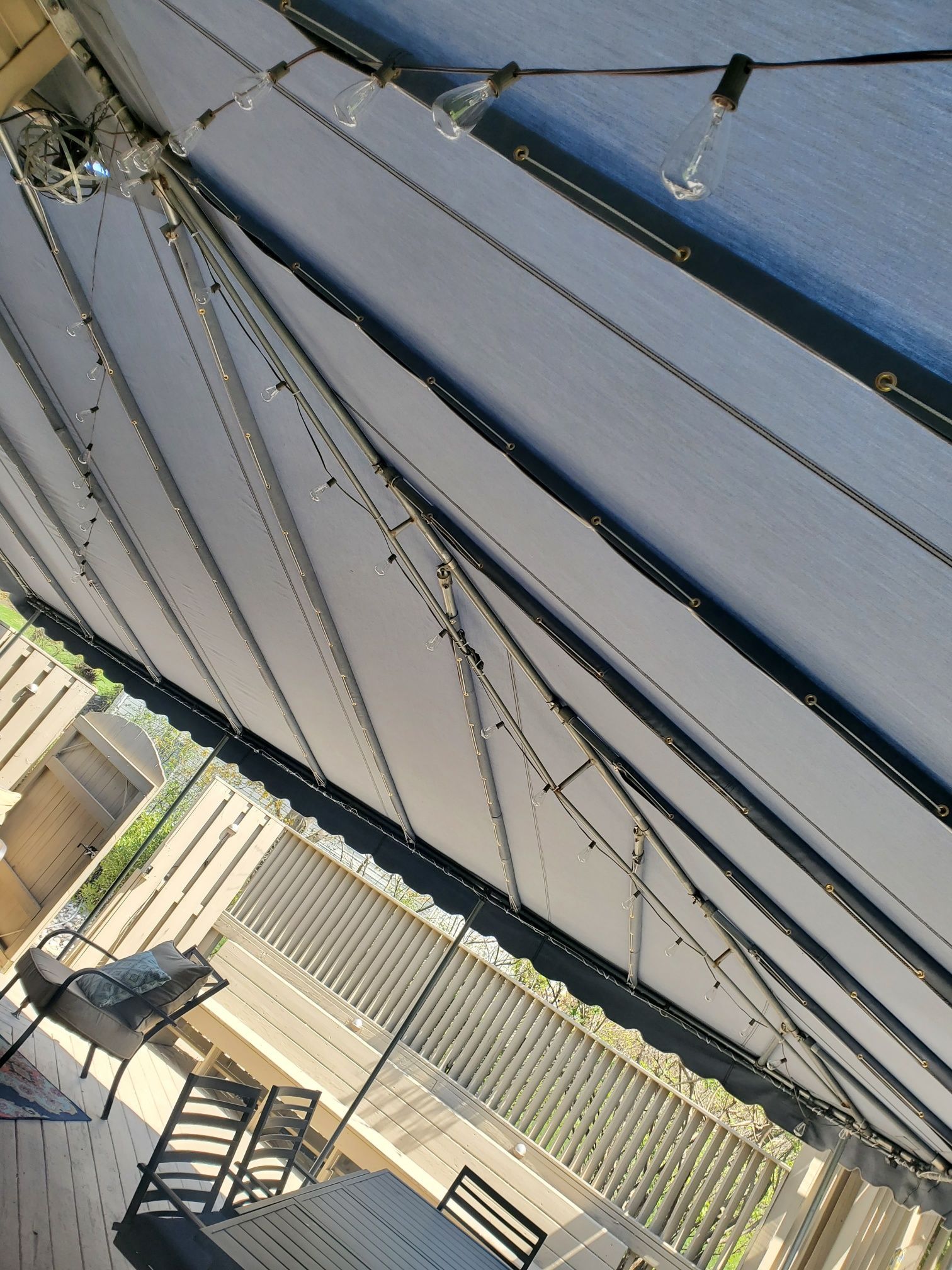 stationary patio cover with lights