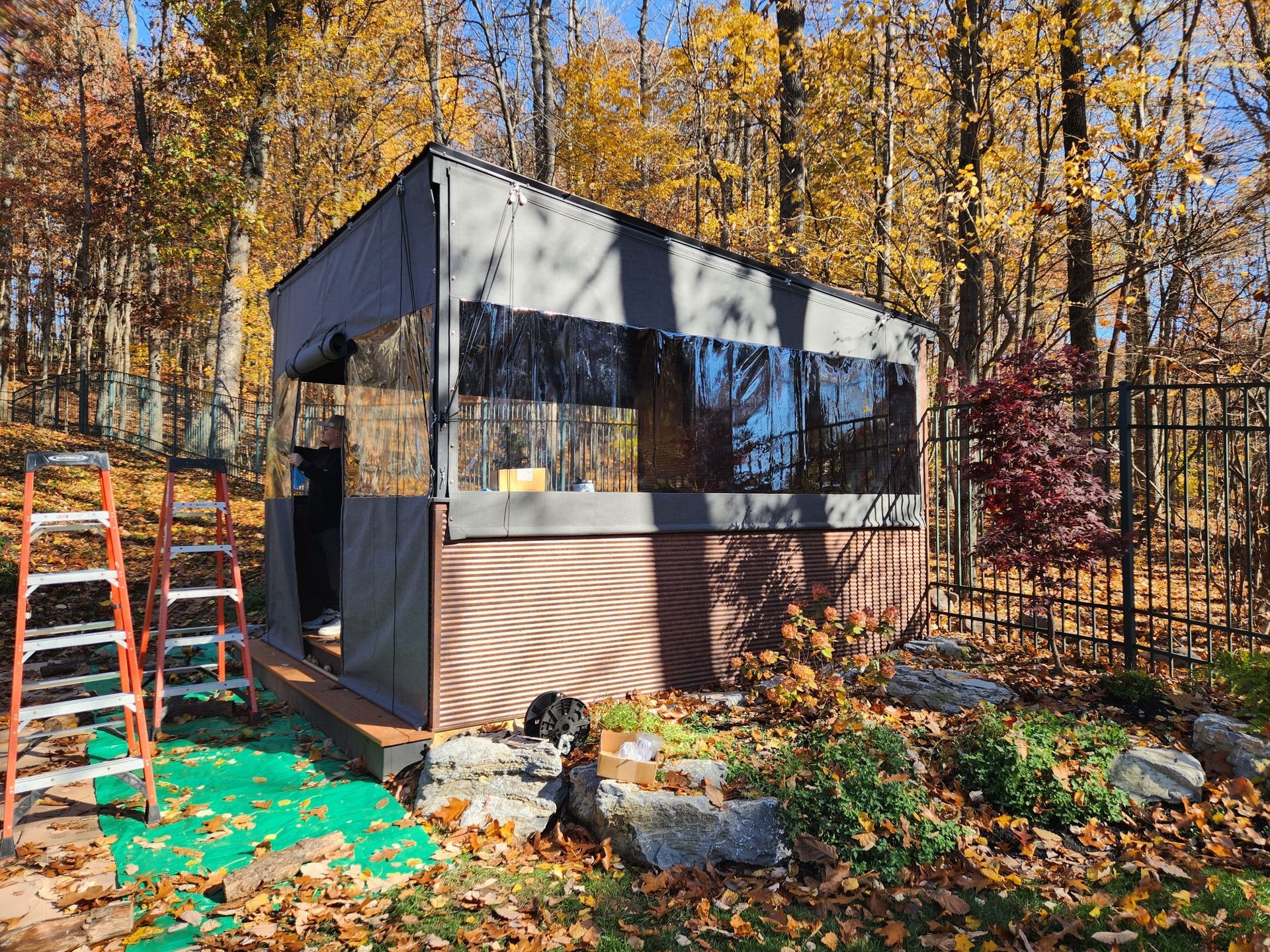 gray roll up enclosure