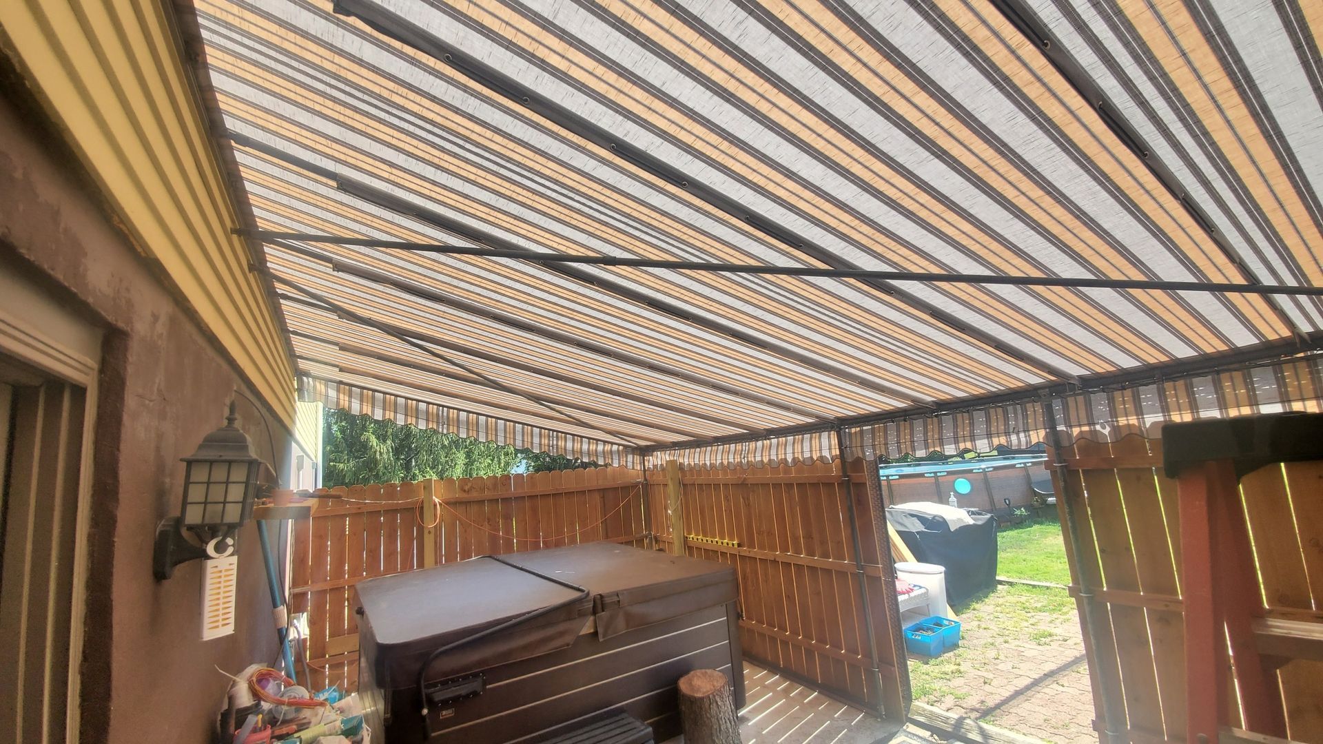 stripes backyard stationary patio covers