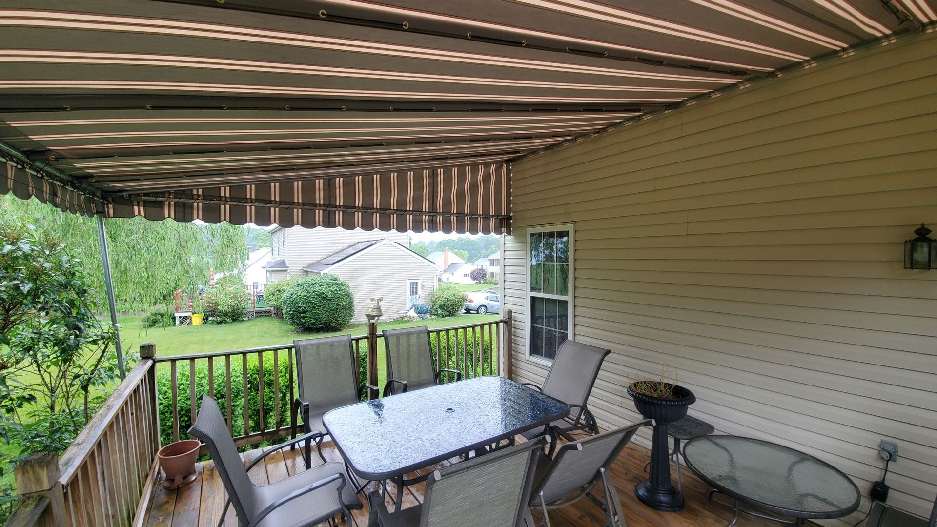 brown beige stationary patio cover