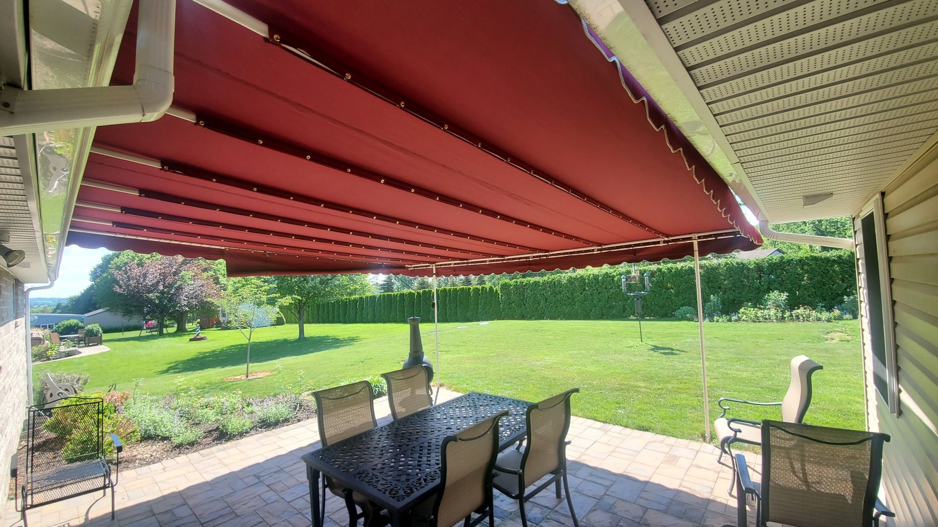 maroon stationary patio cover