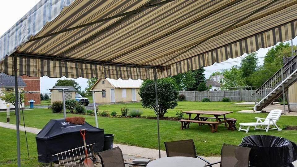 stripes stationary backyard tent