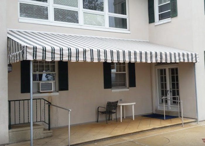 white black stripe stationary patio cover