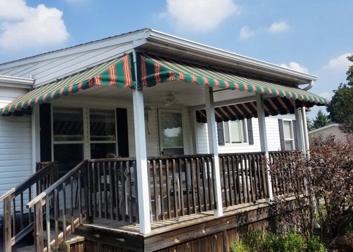 green stripes residential awnings