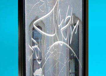 graffitied windows