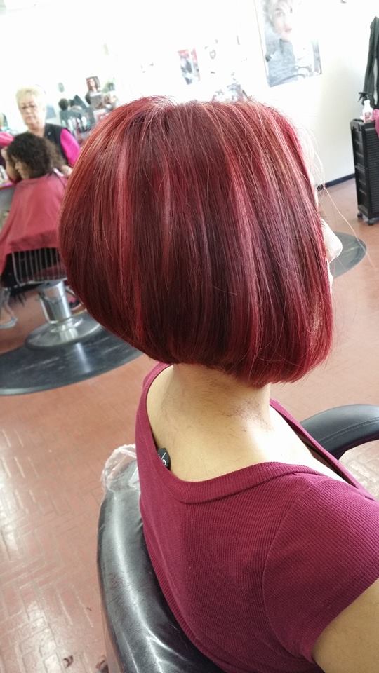 Woman with red hair color