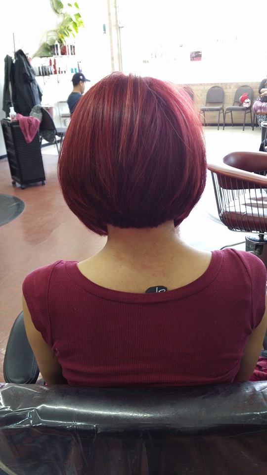 Woman with red hair color