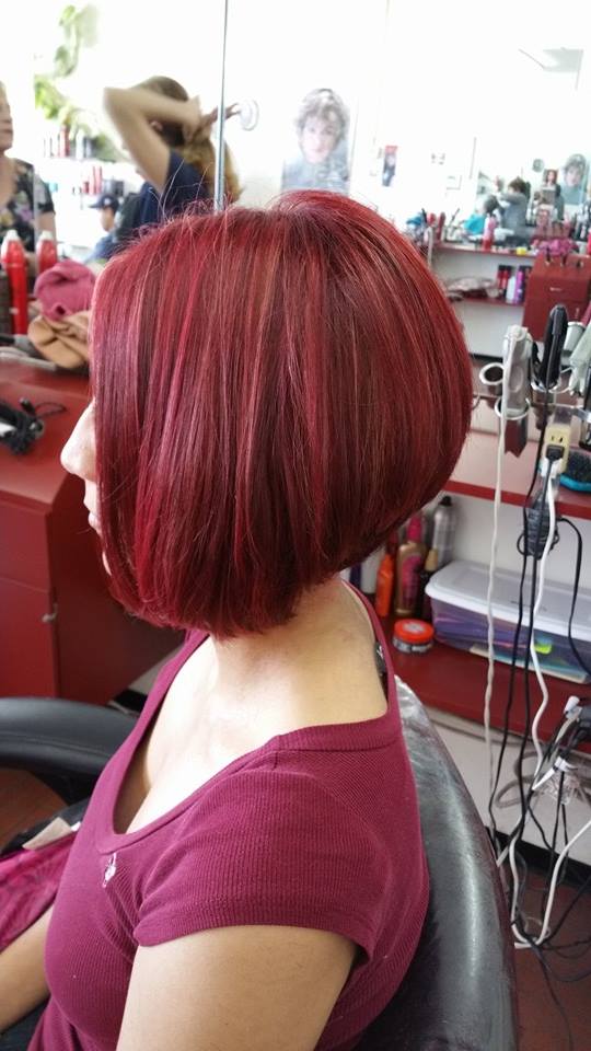 Woman with red hair color