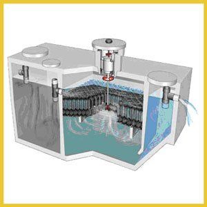 A diagram of a septic tank showing how it works.