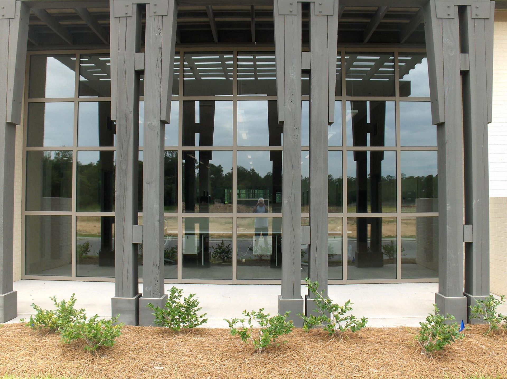 A building with a lot of windows and pillars
