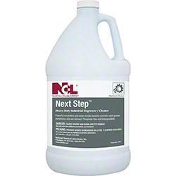 A gallon of next step industrial cleaner on a white background.