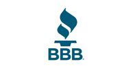 BBB blue logo with torch icon on white background