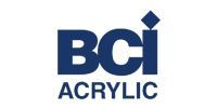 BCi Acrylic logo with dark blue letters on a white background